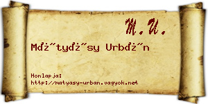 Mátyásy Urbán névjegykártya